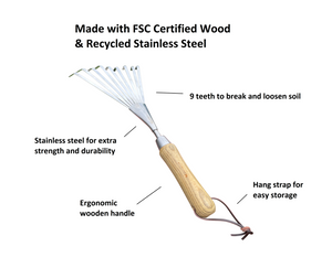 Stainless Steel Garden Hand Rake – Live Aquaponics