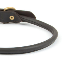 Load image into Gallery viewer, Rolled Leather Dog Collars with Brass Hardware