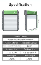 Load image into Gallery viewer, Sungate Solar Powered Automatic Chicken Coop Door with Remote